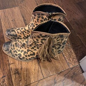 Leopard Booties with Fringe